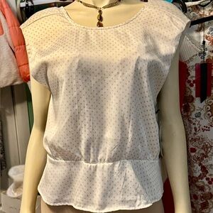 1.State Womens Bon Voyage Satin Polka Dot V-Back Blouse Top NWT